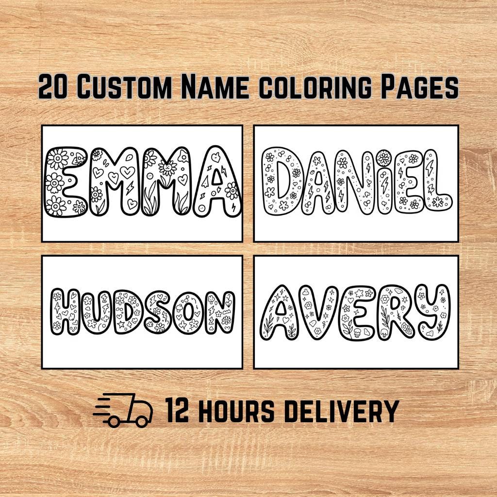 20 Custom Name Coloring Pages L Kids Fun Activity (digital Download) - Etsy