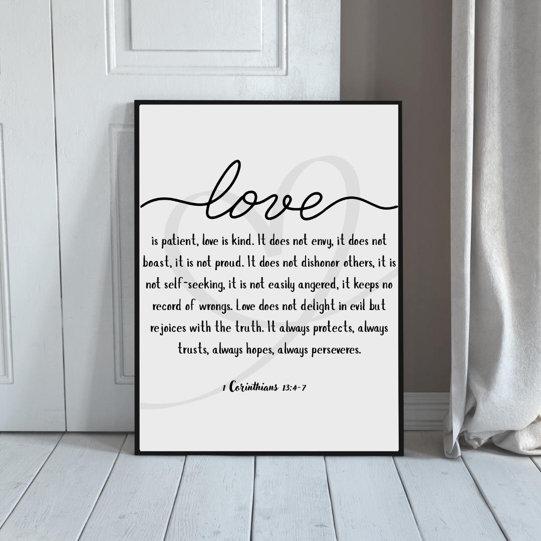 1 Corinthians 13 Scripture Print, Christian Wall Art (digital Download ...