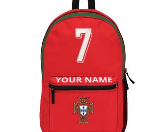 Personalized Portugal Soccer Backpack - CR7 Inspired Bag, National Team Colors, Lightweight & Waterproof Gift for Football Fans