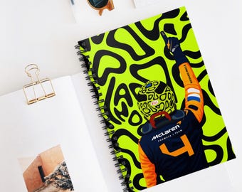Lando Norris Racing Notebook, McLaren F1 Journal, Vibrant Spiral Car Enthusiast Diary, School & Creative Writing Gift