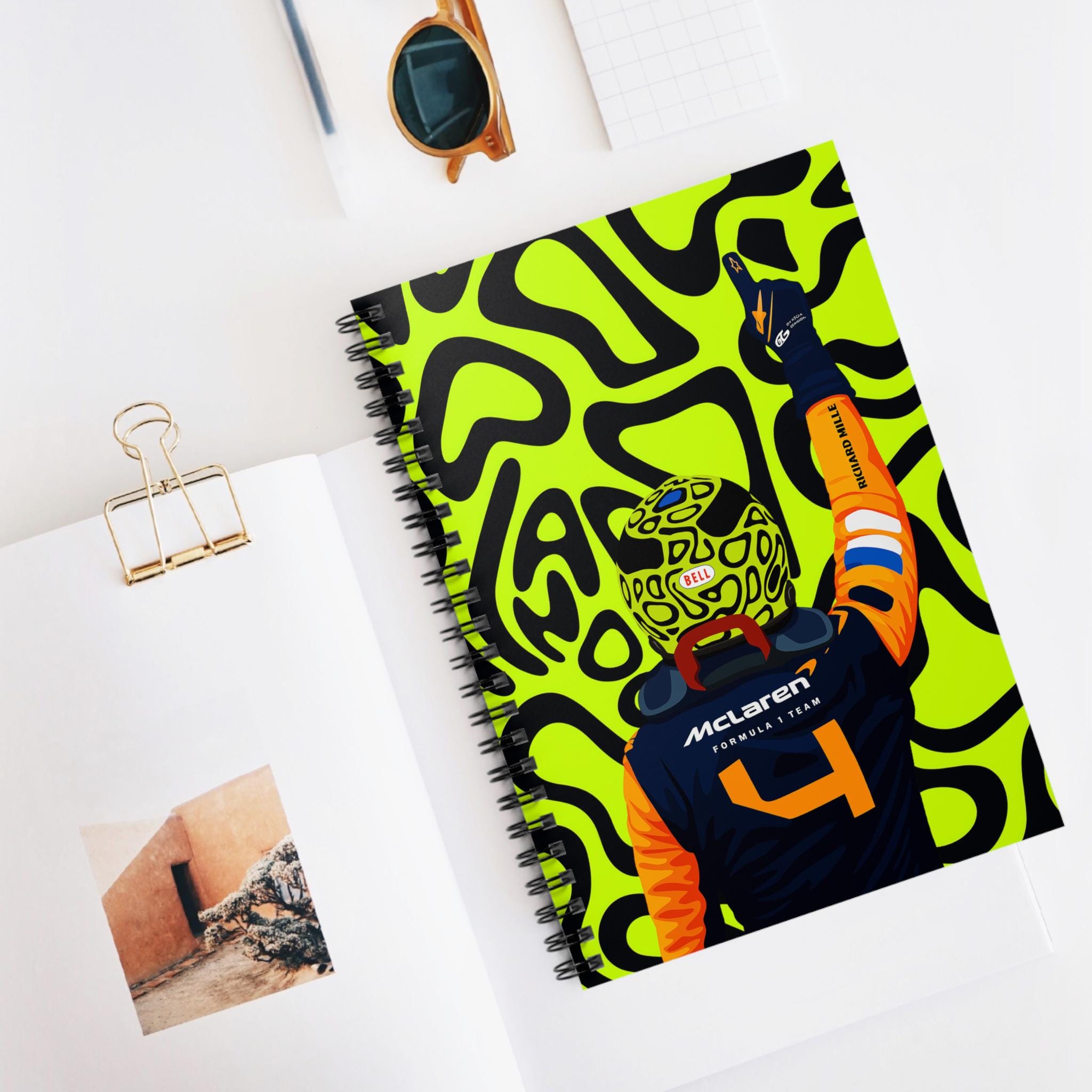 Lando Norris Racing Notebook, Mclaren F1 Journal, Vibrant Spiral Car ...