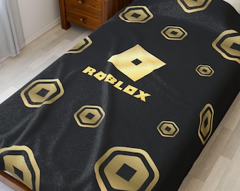 Roblox Plush Blanket | Gold Coins Roblox Blanket | Cozy Kids Gift | Gamer Room Decor | Birthday Present Blanket