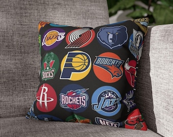 NBA Basketball Team Pillowcase | Sports Fan Pillow | Basketball Gift for Men Women Kids | Cozy Fleece Pillow Cover