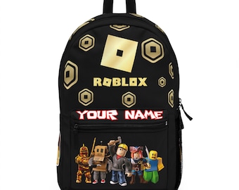 Zaino Roblox personalizzato / Zaino con nome personalizzato nel design Robux / Sicuro e comodo per la scuola / Regalo perfetto per i fan di Roblox