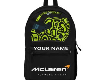 Personalized Lando Norris F1 Backpack, McLaren Formula 1 Bag, Racing Fan Gift, Sports Travel Bag, Christmas Gift for Him, Race Day Gear