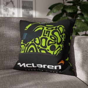 Lando Norris F1 Pillowcase, McLaren Racing Pillow, Formula 1 Fan Gift, Race Car Bedroom Decor, F1 Memorabilia, Christmas Gift image 2
