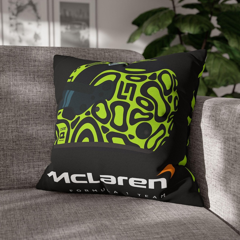 Lando Norris F1 Pillowcase, McLaren Racing Pillow, Formula 1 Fan Gift, Race Car Bedroom Decor, F1 Memorabilia, Christmas Gift image 2