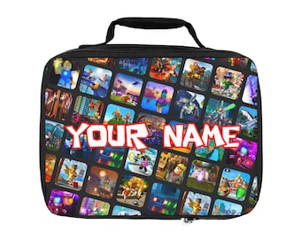 Roblox Lunch Bag - Personalized Gamer Lunchbox for Kids, Custom Roblox School Bag, Insulated Lunch Tote, Gaming Fan Gift for Boys & Girls