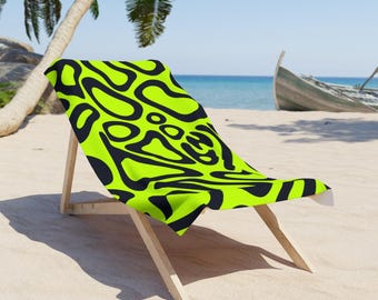 Lando Norris Swirl Beach Towel | Lime Green Black Pattern