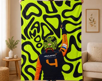 Lando Norris F1 Blanket, McLaren Formula 1 Throw, Racing Fan Gift, Cozy Sofa Blanket, Race Day Gear, Christmas Gift for Him