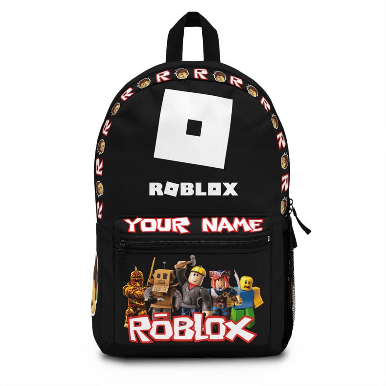 Personalized Roblox Backpack | Custom Name Backpack in Robux Design | Safe & Comfortable for School | Perfect Gift for Roblox Fans image 1