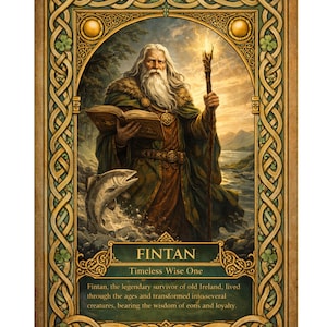 Impresión artística de Fintan Wise One, mitología celta, arte mural, leyenda irlandesa, descarga digital