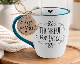 Christian Mug, Numbers 6:24-25 Bible Verse, Teal Rim Ceramic Cup