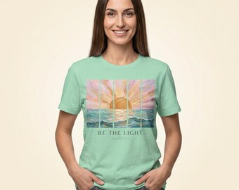 Sunset 'Be The Light' painting Tee | watercolor sunrise ocean graphic