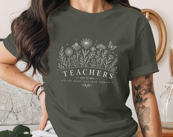 Lärar-T-shirt med blommotiv, botaniska citatkläder, gåva för uppskattning av lärare