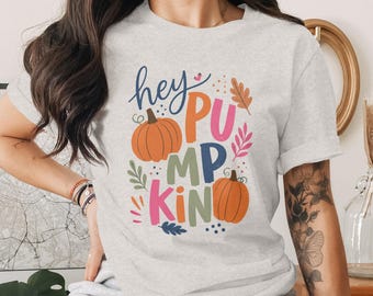 Hej pumpa t-shirt | Höstskörden grafisk t-shirt, höstälskarkläder