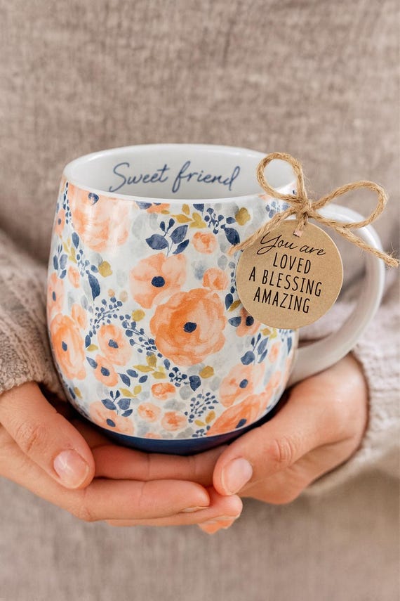 Sweet Friend Watercolor Floral Mug, Inspirational Gift for Loved Ones