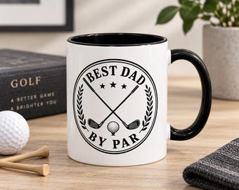 Dad By Par Golf Emblem Accent Mug (11oz/15oz)