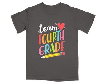 Fourth Grade Teacher T-Shirt, Back to School Rainbow Pencil Apparel