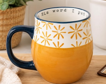 Christian Floral Ceramic Mug, Psalm 119:11 Bible Verse Coffee Cup
