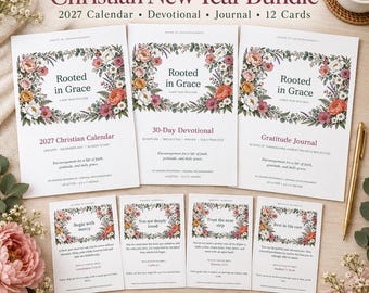 Rooted in Grace 2027 Christian Bundle: Calendar, Devotional, Journal, Cards (Digital Download)