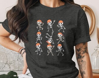 Dansande skelett Halloween-t-shirt | Rolig läskig säsongströja med grafisk design