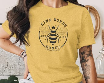 Christian Bee T-Shirt | Proverbs 16:24 Kind Words Honey Graphic Top