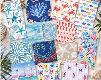 Coastal Decoupage Napkin Set, Beach Paper Napkins, Crab, Lobster, Fish, Starfish (Set of 18)