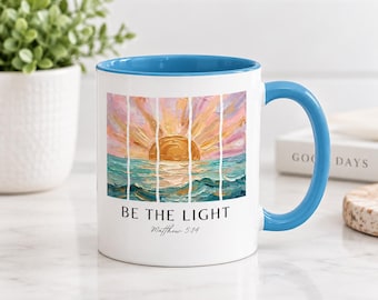 Be The Light sunrise ocean painting Mug | Accent Coffee Mug