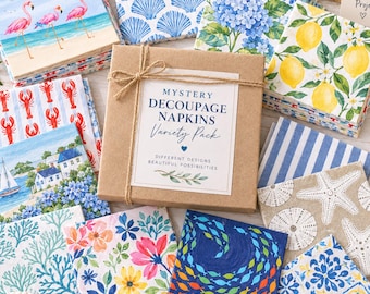 Mystery Decoupage Napkin Variety Pack, Assorted Designs for Crafts (Set of 20)
