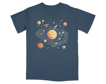 Watercolor Planets T-Shirt, Galaxy Space Lover Tee, Celestial Art Top