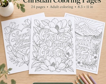 Christian Adult Coloring Book: Faith-Inspired Designs, Florals, Crosses (Digital Download)