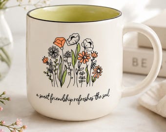 Sweet Friend Floral Mug, Inspirational Gift for Loved Ones, Proverbs 27:9