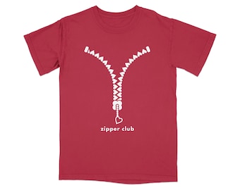 Zipper Club Heart T-Shirt, Minimalist Love Zipper Graphic Tee