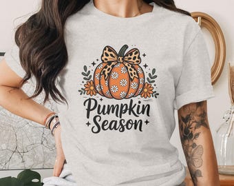 Pumpasäsong T-shirt | Boho Leopard Pumpa Daisy Grafisk T-shirt