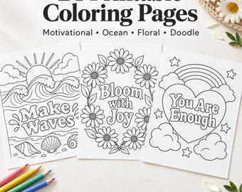 Motivational Coloring Pages, Variety Pack, 24 pages