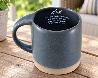 Charcoal Gray Coffee Mug with Bible Verse, Christian Gift for Dad (18 Oz)