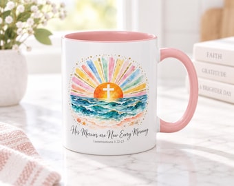 Sunrise Cross Over Ocean mug | Religious Scripture Coffee Mug