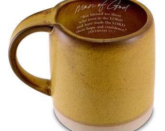 Man of God Religious Gift Mug, Jeremiah 17:7 Scripture Verse, Rustic Christian Coffee Cup