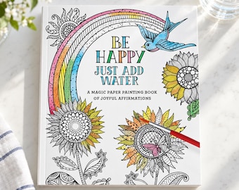 Just Add Water Painting Book, 30 Designs, Affirmations, Gift (Physical Book)