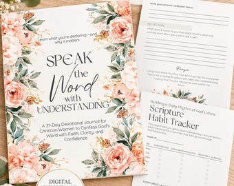 31-Day Christian Devotional Journal for Women, Floral Scripture Prayer Guide (Digital Download)