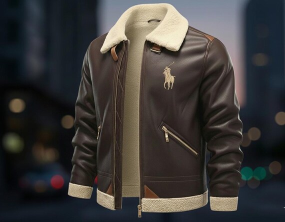 Handmade Genuine Men’s Polo leather Jacket | Cowhide Leather