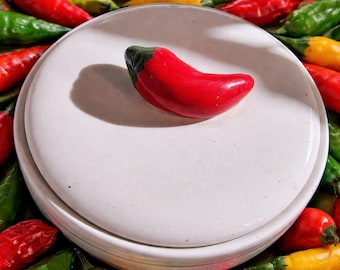 Vintage GIFTCO Naczynie z papryczką chili | Wystrój kuchni w stylu południowo-zachodnim