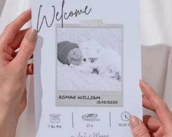 Baby Birth Announcement, Polaroid Photo Template (Digital Download)