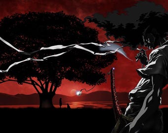 Poster d'art afro samouraï