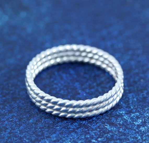 Items similar to Nautical Rope Sterling Silver Wedding Band RIng on Etsy