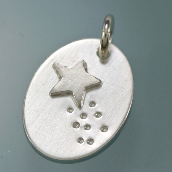 Shooting Star Charm Pendant in Sterling Silver