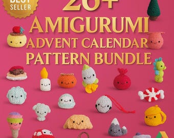 Paquete de patrones de calendario de adviento amigurumi • Patrones en PDF para la cuenta regresiva de Navidad • Descarga instantánea