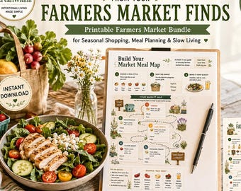 Farmers Market Adventure Kit | Seasonal Market Printables Bundle | Meal Planner, Discovery Challenge, Bingo & Journal Pages