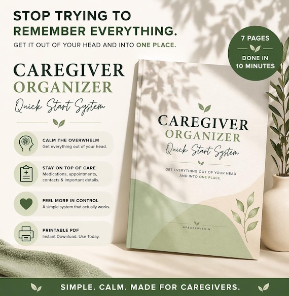 Caregiver Organizer Fillable PDF | Medical Binder & Medication Tracker | Elderly Care Planner | Caregiver Log | Instant Download
